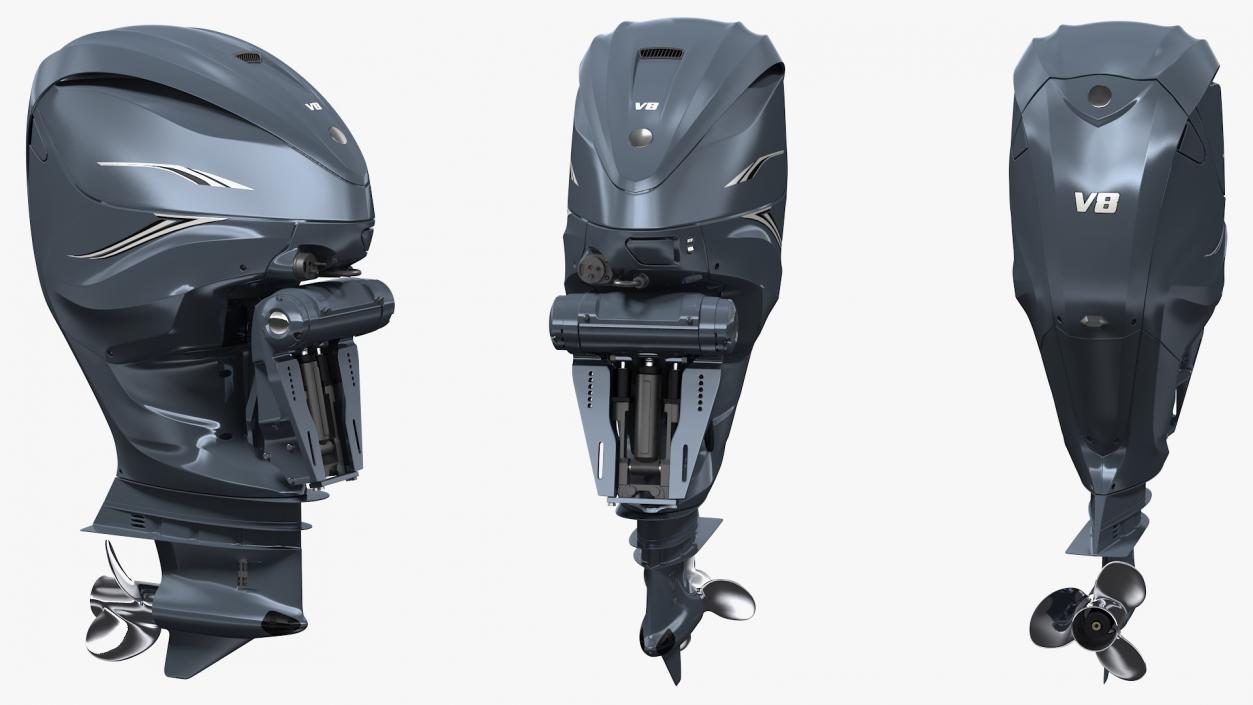 V8 Outboard Boat Motor Rigged 3D model