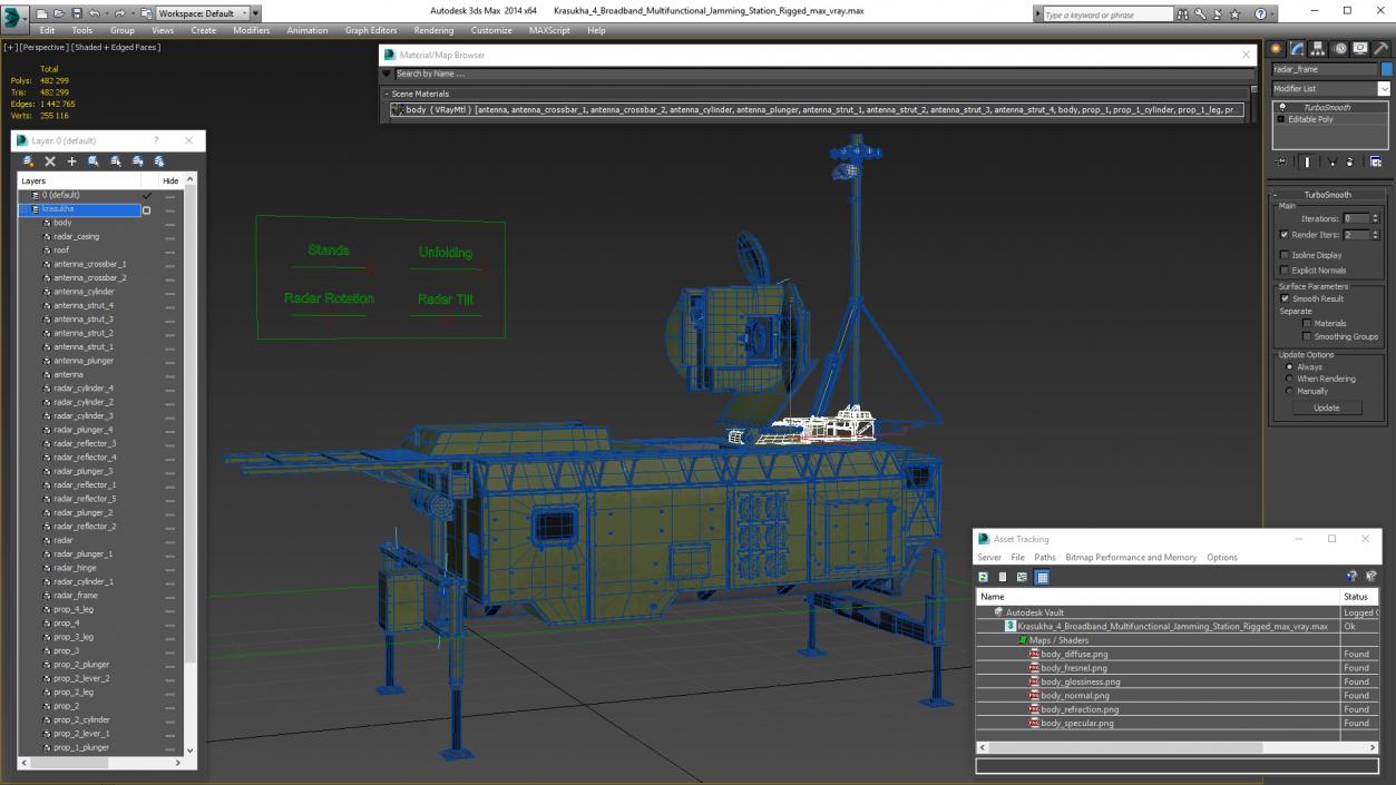 Krasukha 4 Broadband Multifunctional Jamming Station Rigged 3D model