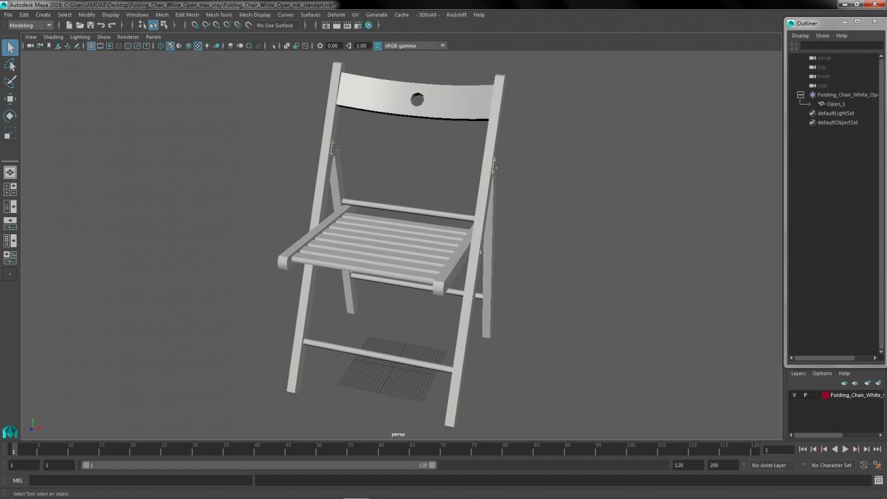 Folding Chair White Open 3D model