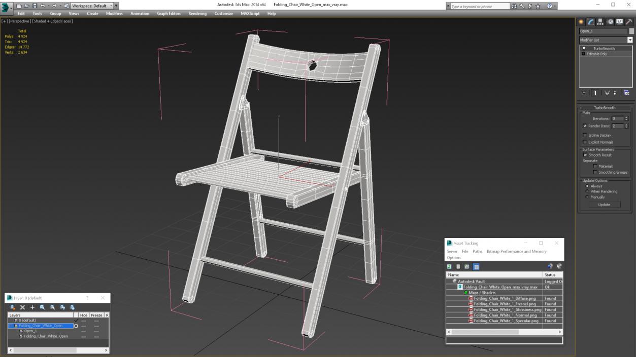 Folding Chair White Open 3D model