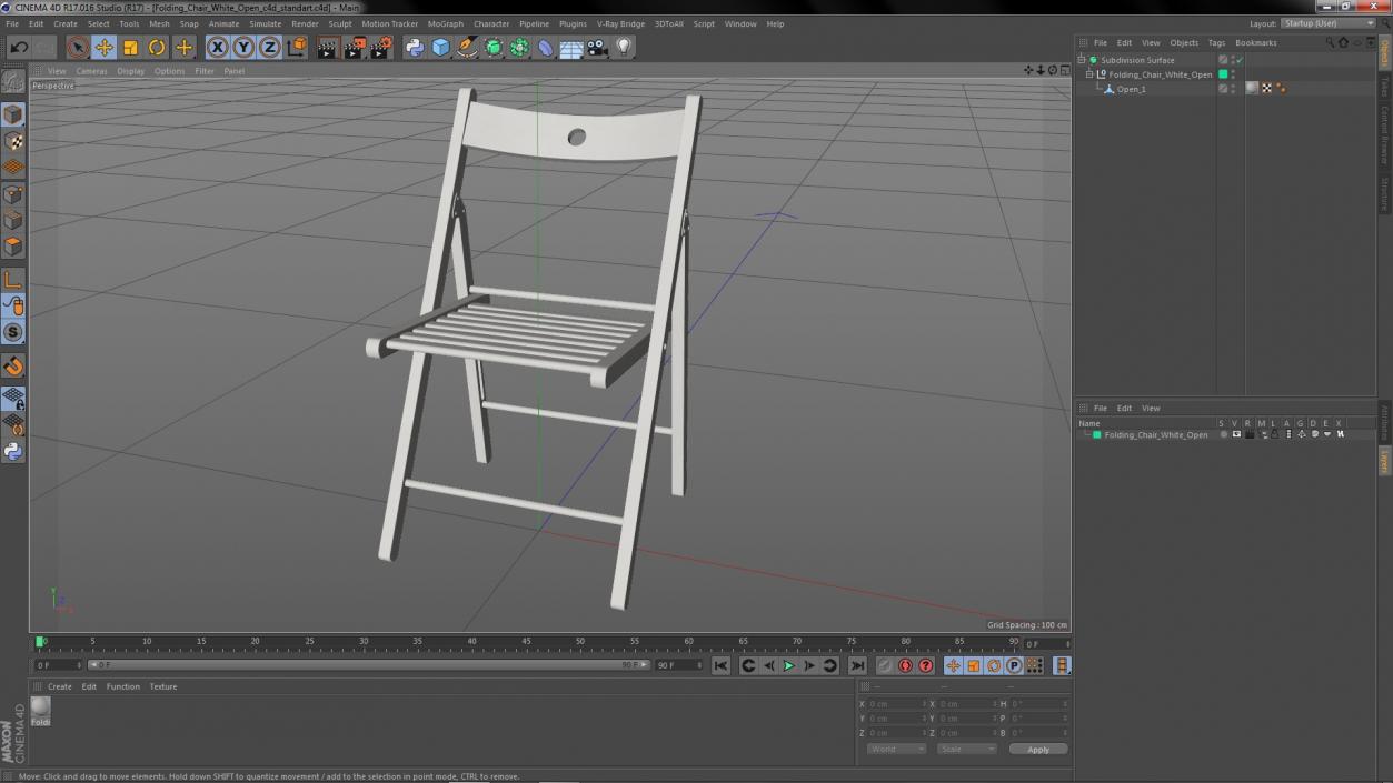 Folding Chair White Open 3D model