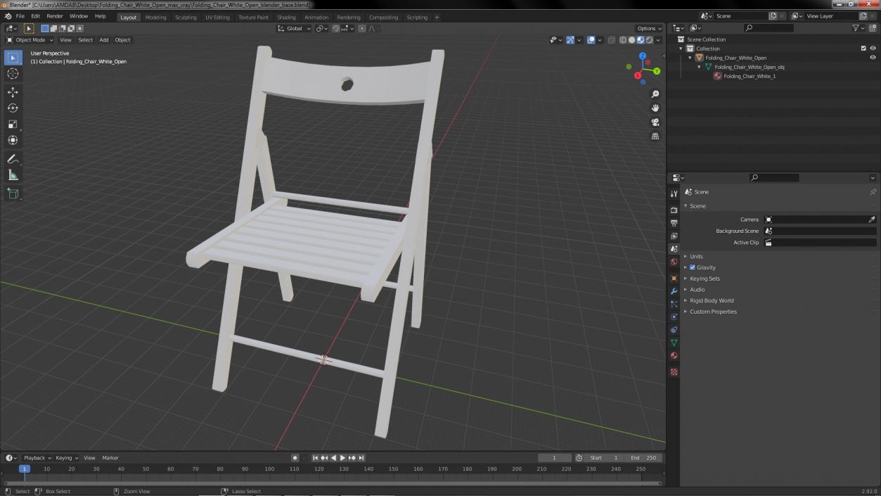 Folding Chair White Open 3D model