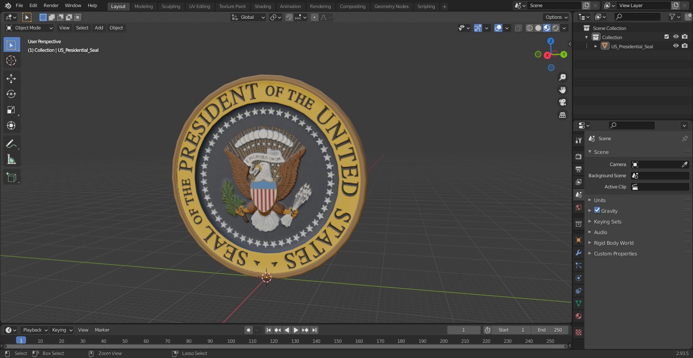 3D model US Presidential Seal