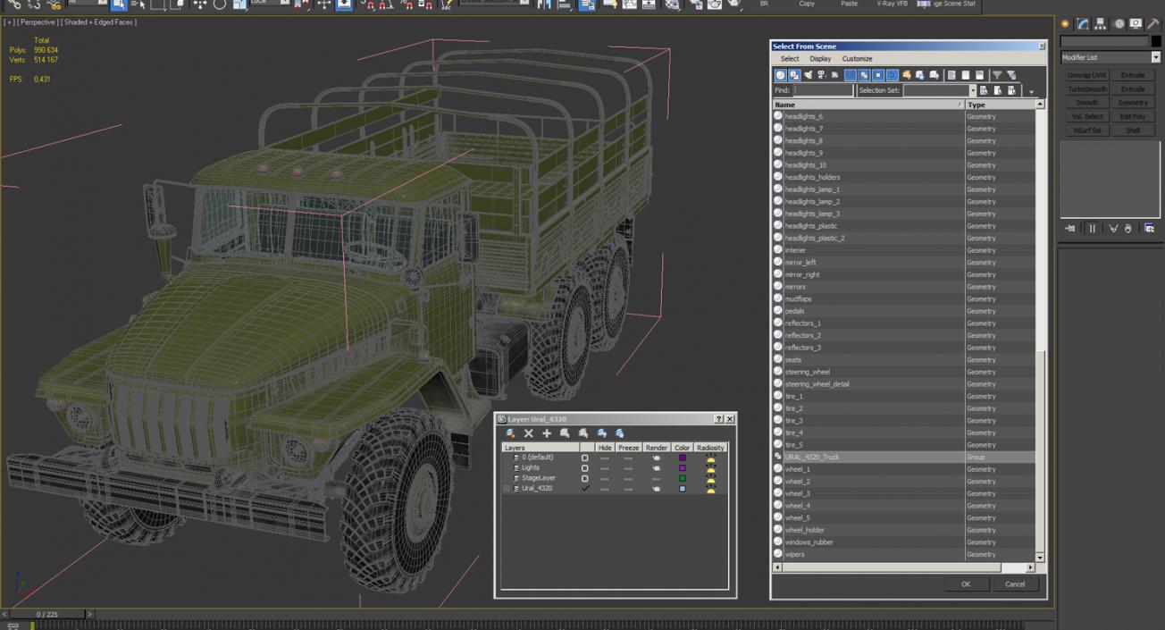 URAL 4320 Truck 6x6 Vehicle 3D