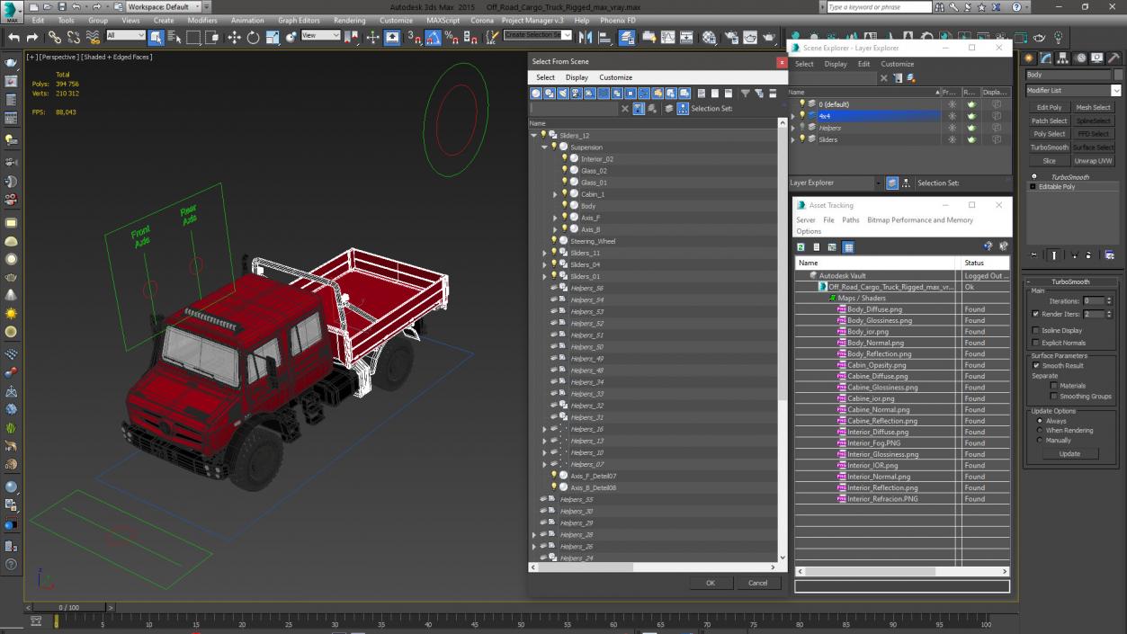 Off Road Cargo Truck Rigged 3D