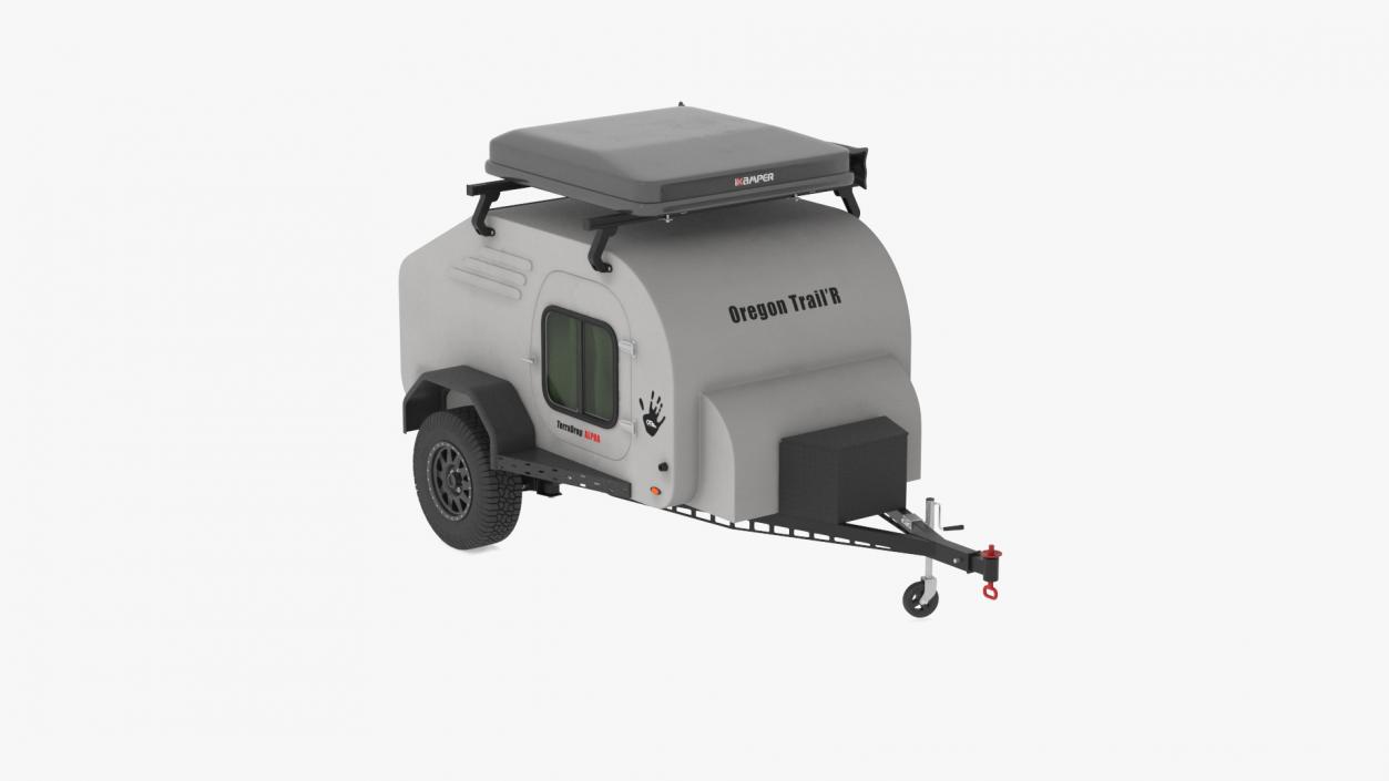 3D Travel Grey Trailer Teardrop Lights On model