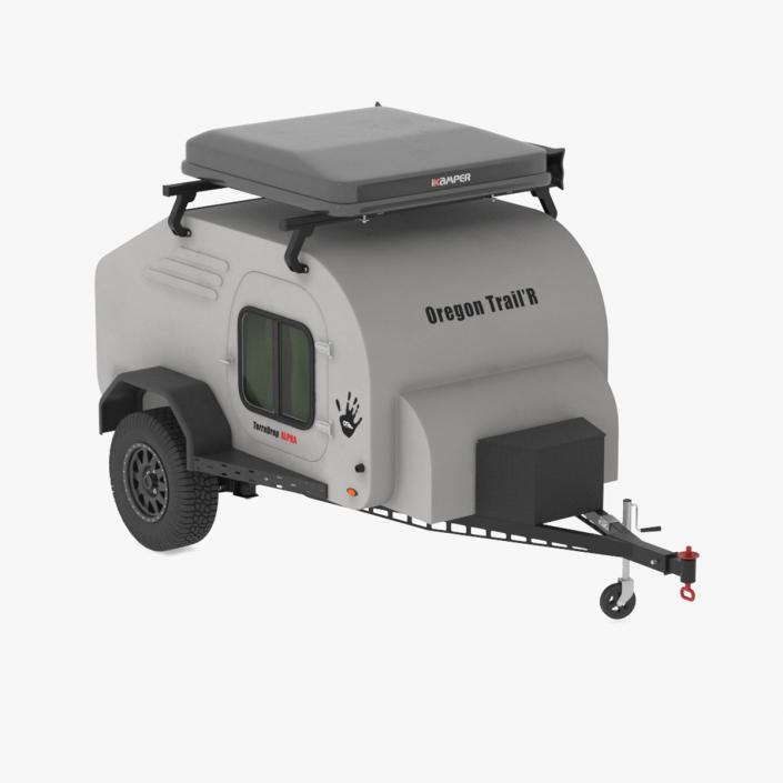 3D Travel Grey Trailer Teardrop Lights On model