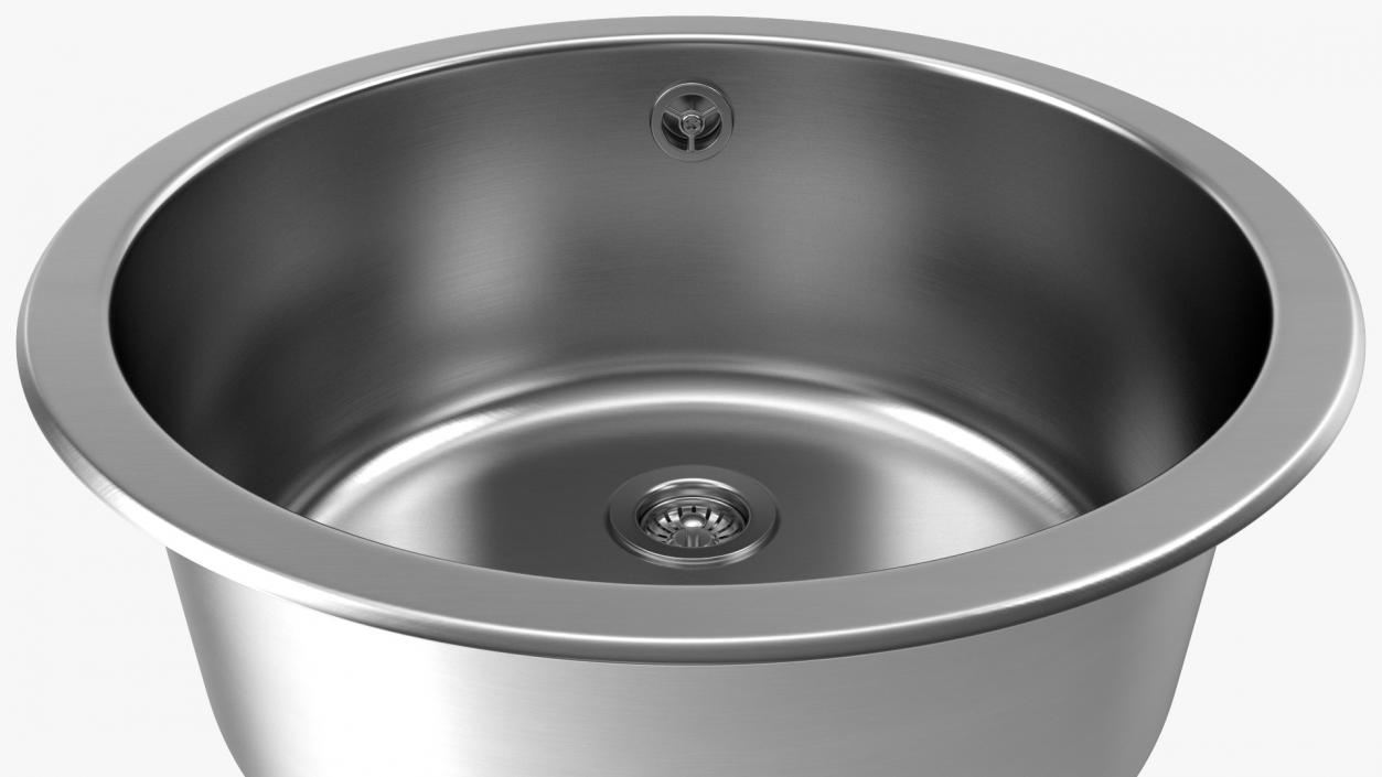 Round Inset Stainless Steel Sink 3D