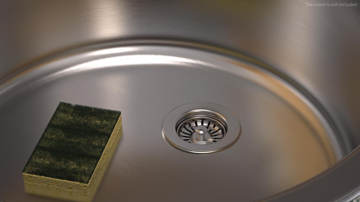 Round Inset Stainless Steel Sink 3D