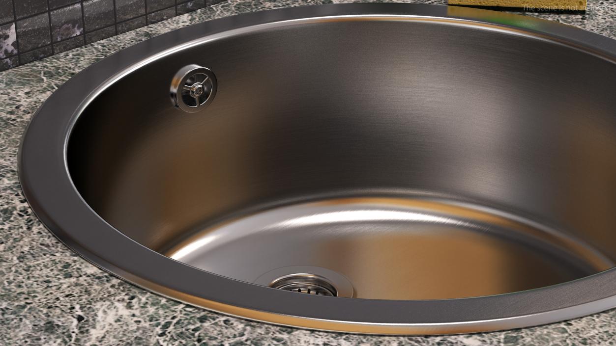 Round Inset Stainless Steel Sink 3D