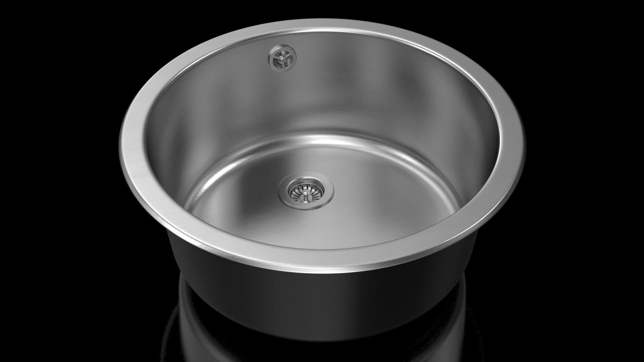 Round Inset Stainless Steel Sink 3D