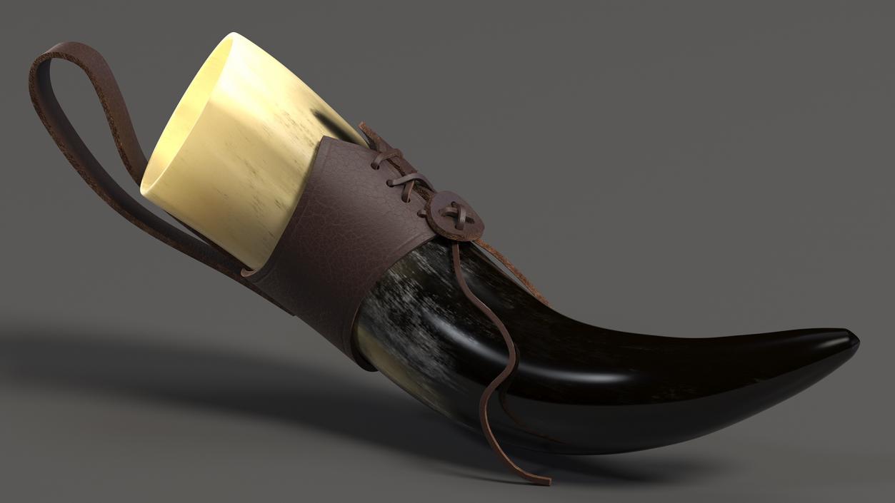 Viking Drinking Horn Light in Leather Case 3D