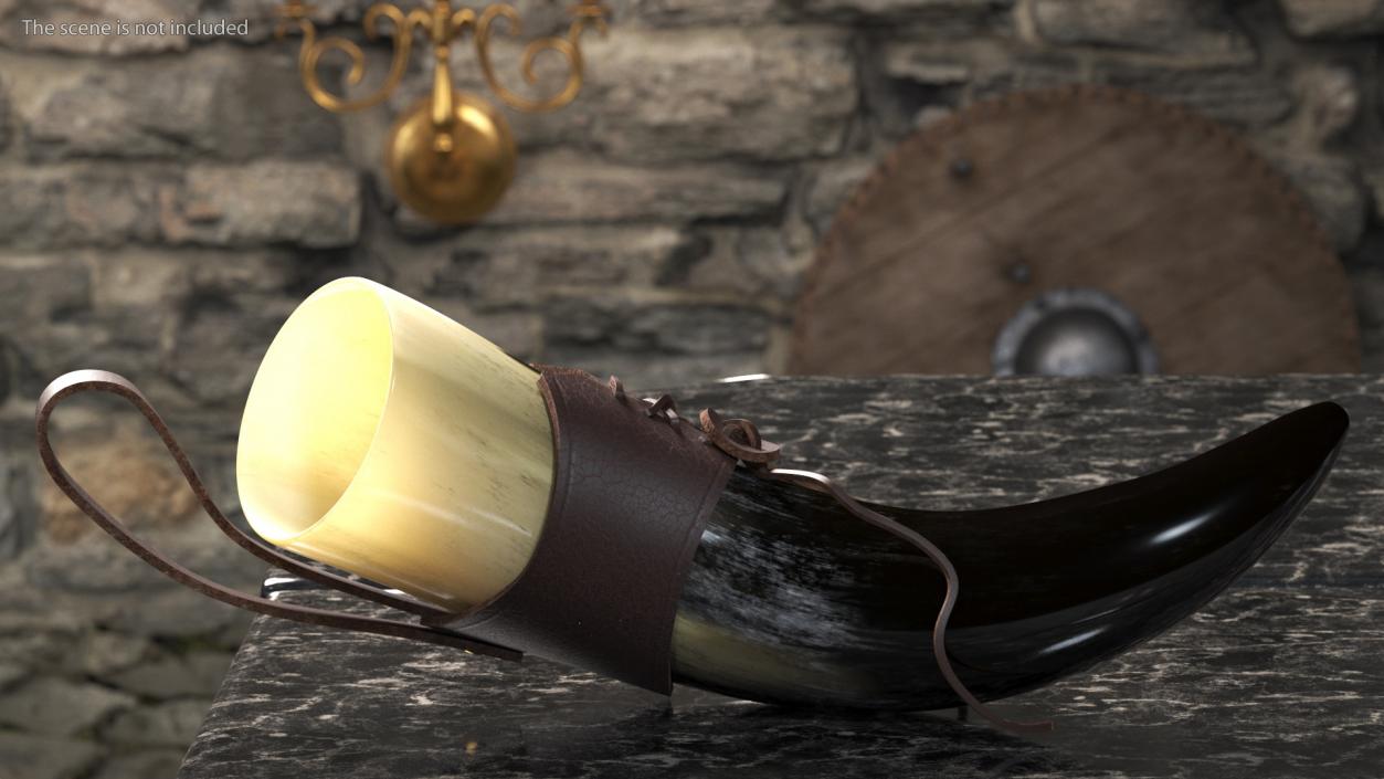 Viking Drinking Horn Light in Leather Case 3D