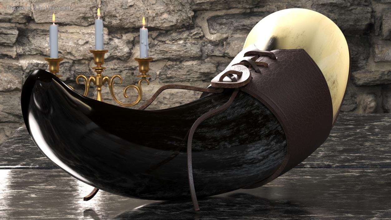 Viking Drinking Horn Light in Leather Case 3D