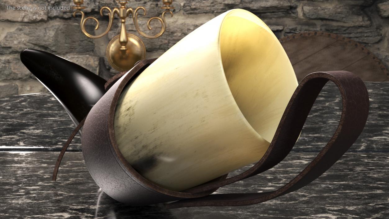 Viking Drinking Horn Light in Leather Case 3D