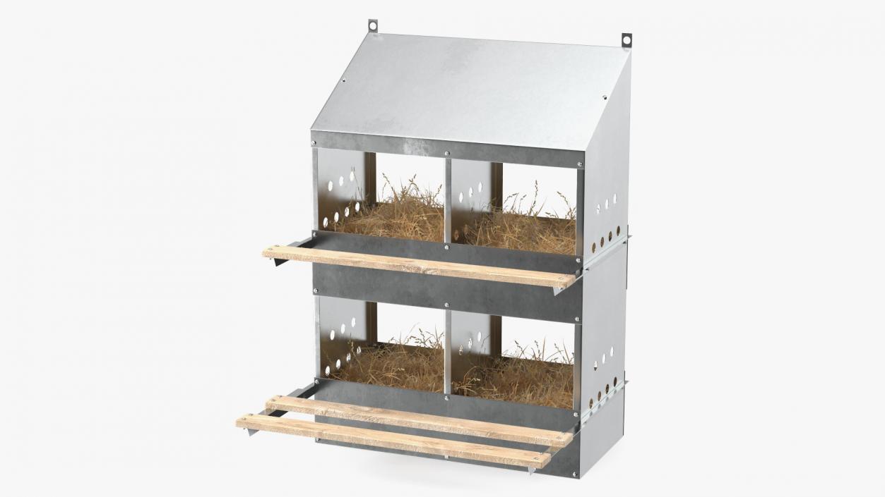 4-Hole Metal Chicken Nesting Box 3D