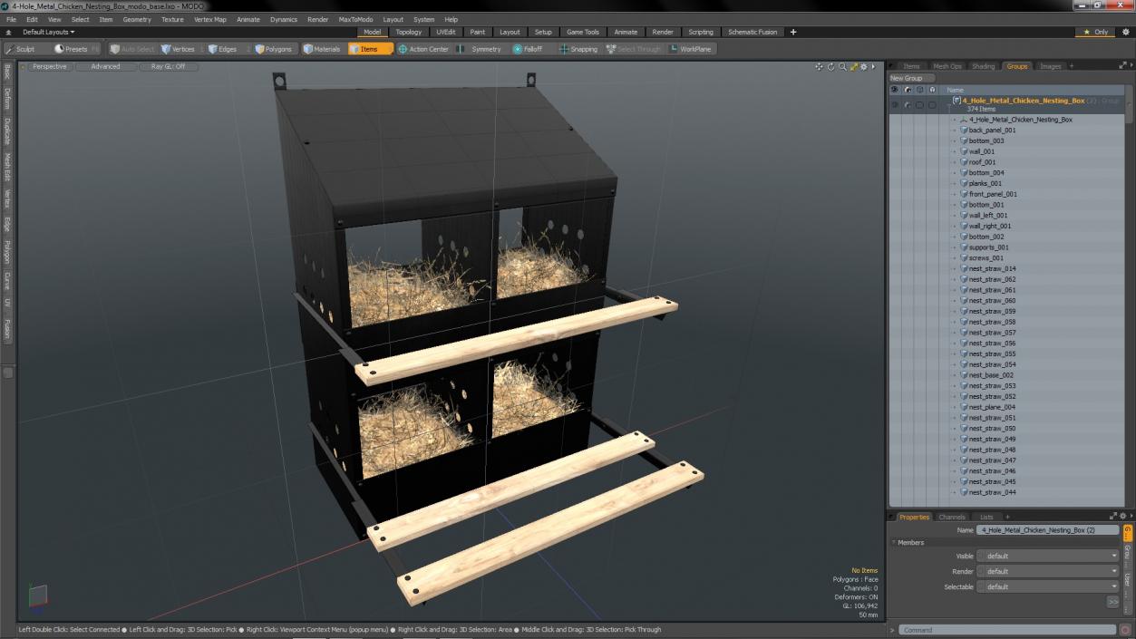 4-Hole Metal Chicken Nesting Box 3D