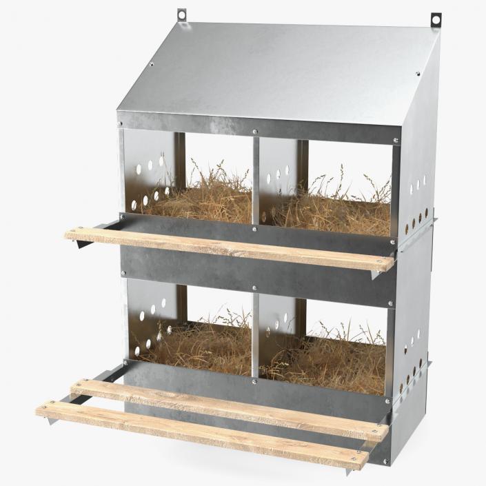 4-Hole Metal Chicken Nesting Box 3D