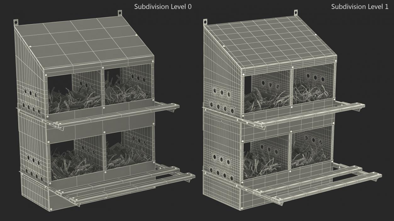 4-Hole Metal Chicken Nesting Box 3D