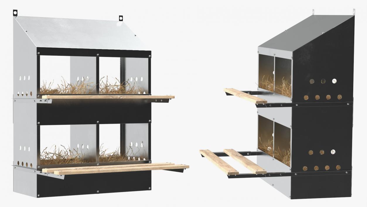 4-Hole Metal Chicken Nesting Box 3D