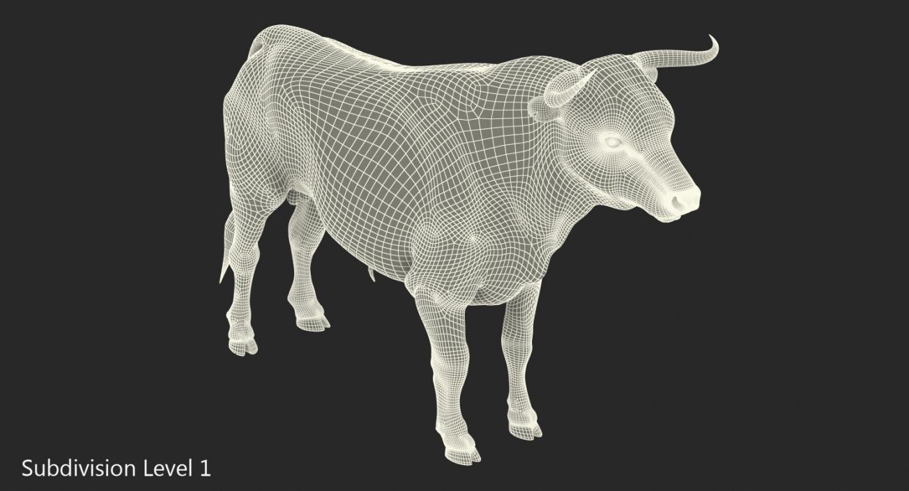 3D model Bull Rigged with Fur