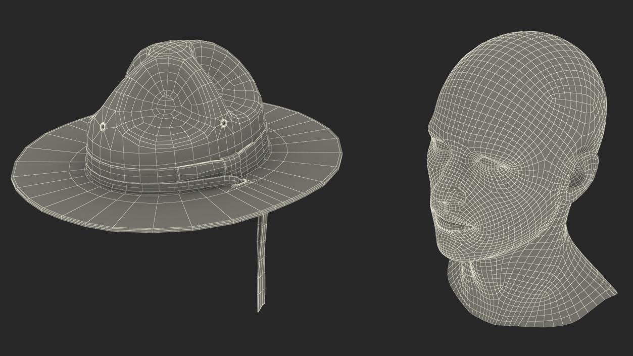 3D model Sergeant Military Cap Brown on Mannequin