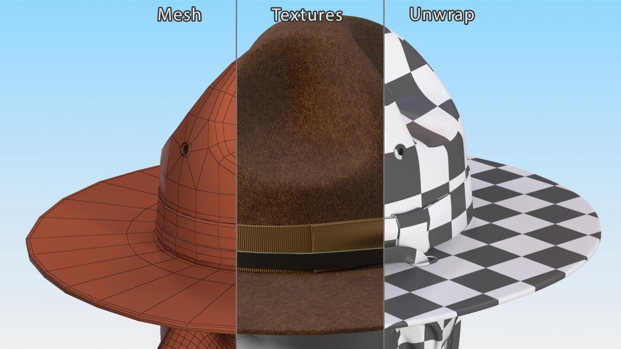 3D model Sergeant Military Cap Brown on Mannequin