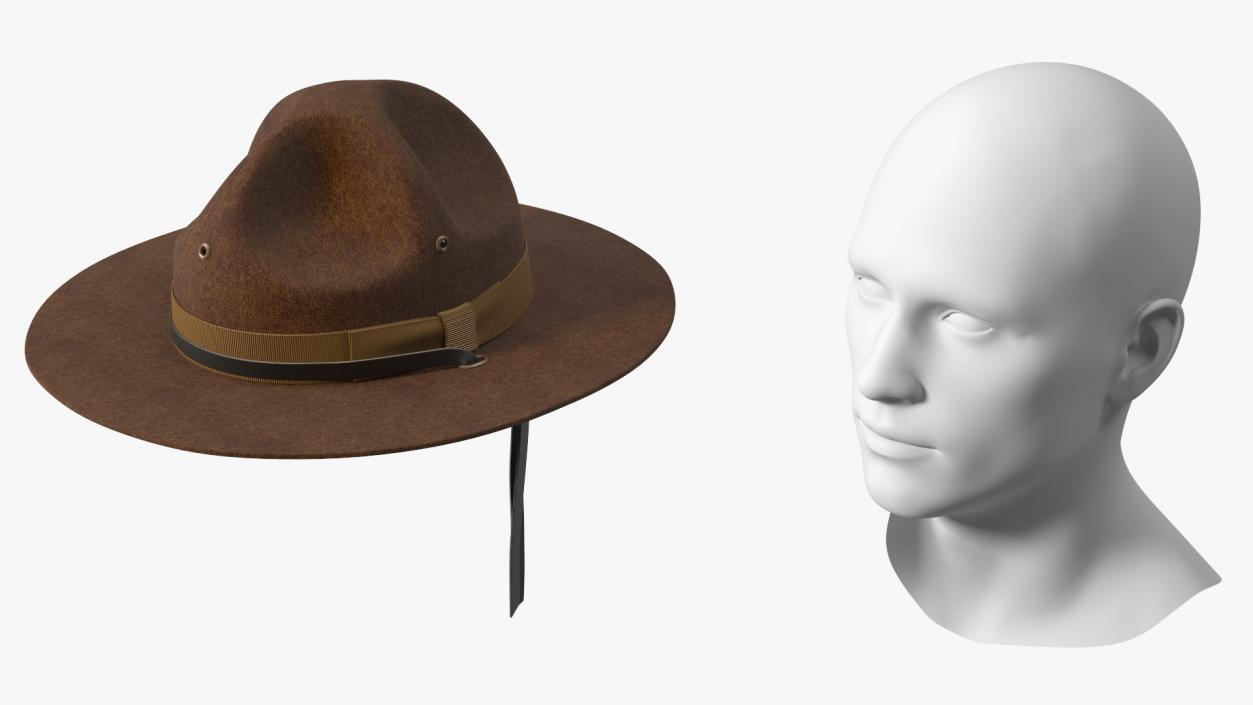 3D model Sergeant Military Cap Brown on Mannequin