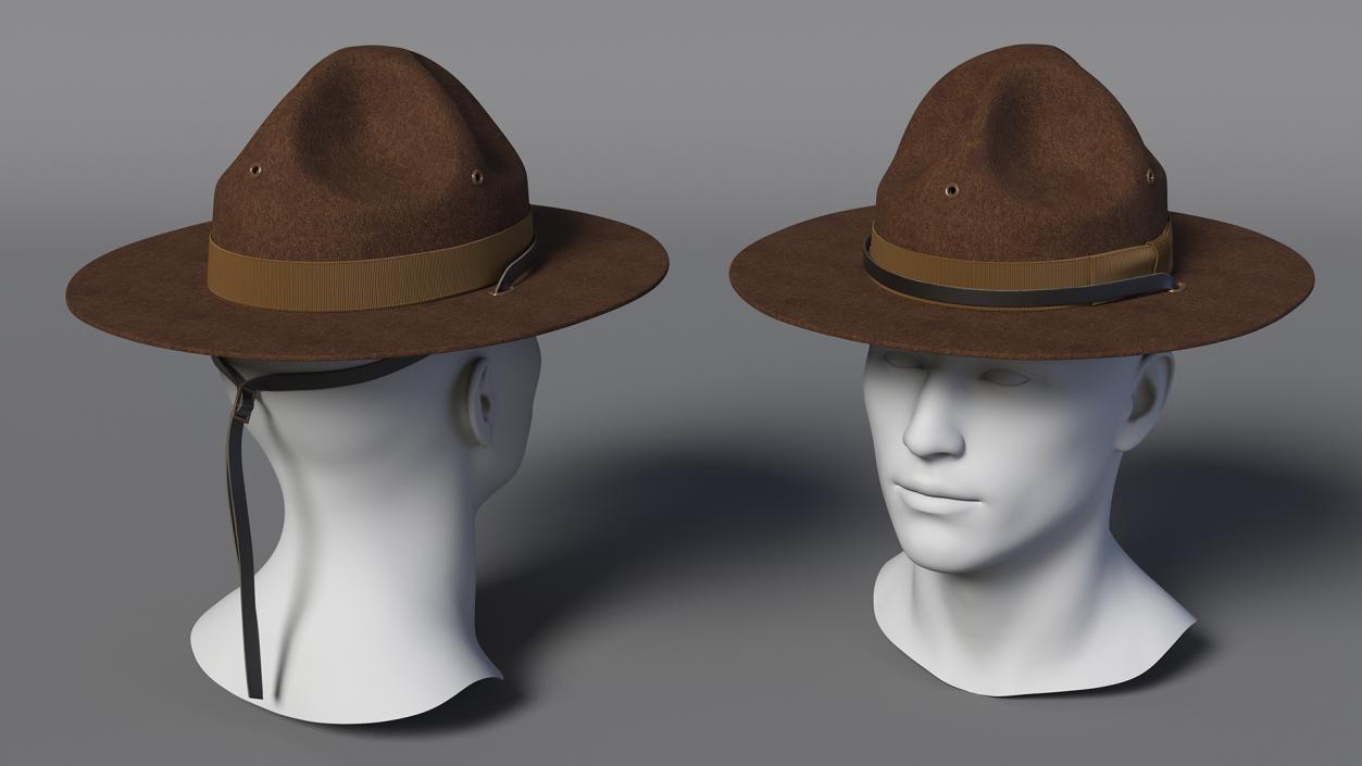 3D model Sergeant Military Cap Brown on Mannequin