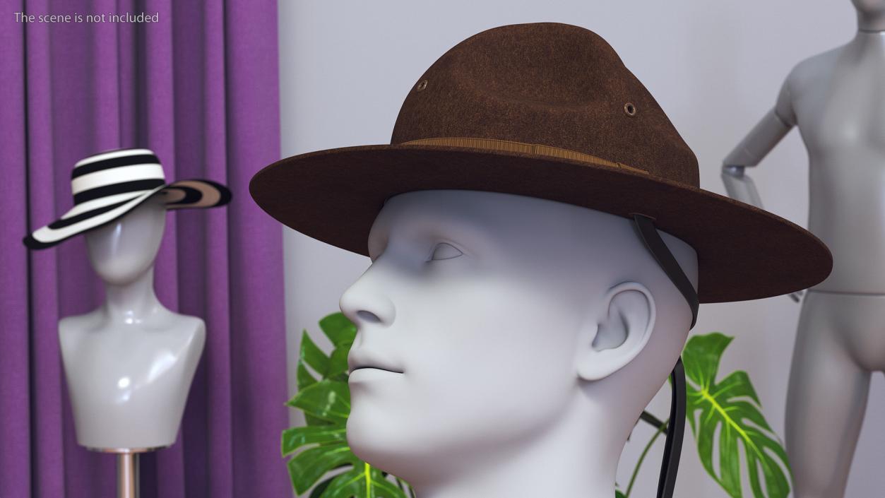 3D model Sergeant Military Cap Brown on Mannequin