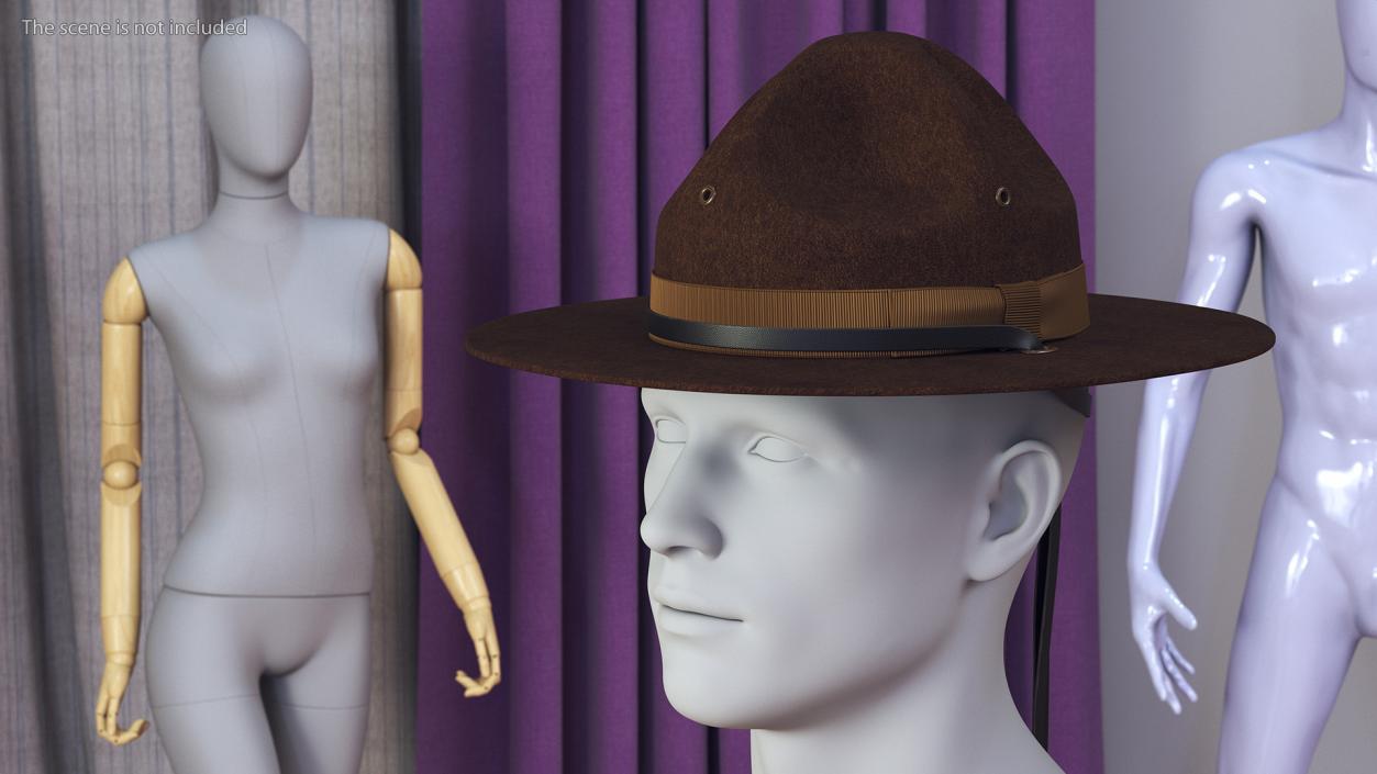 3D model Sergeant Military Cap Brown on Mannequin