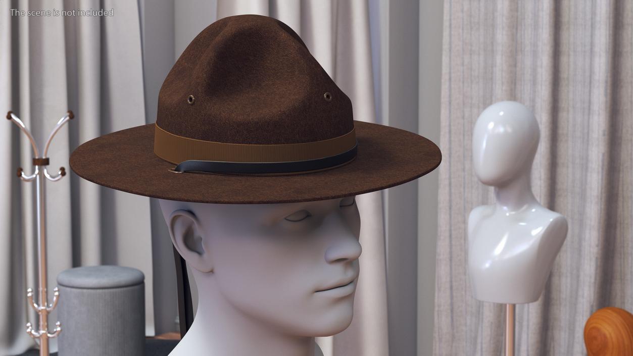 3D model Sergeant Military Cap Brown on Mannequin