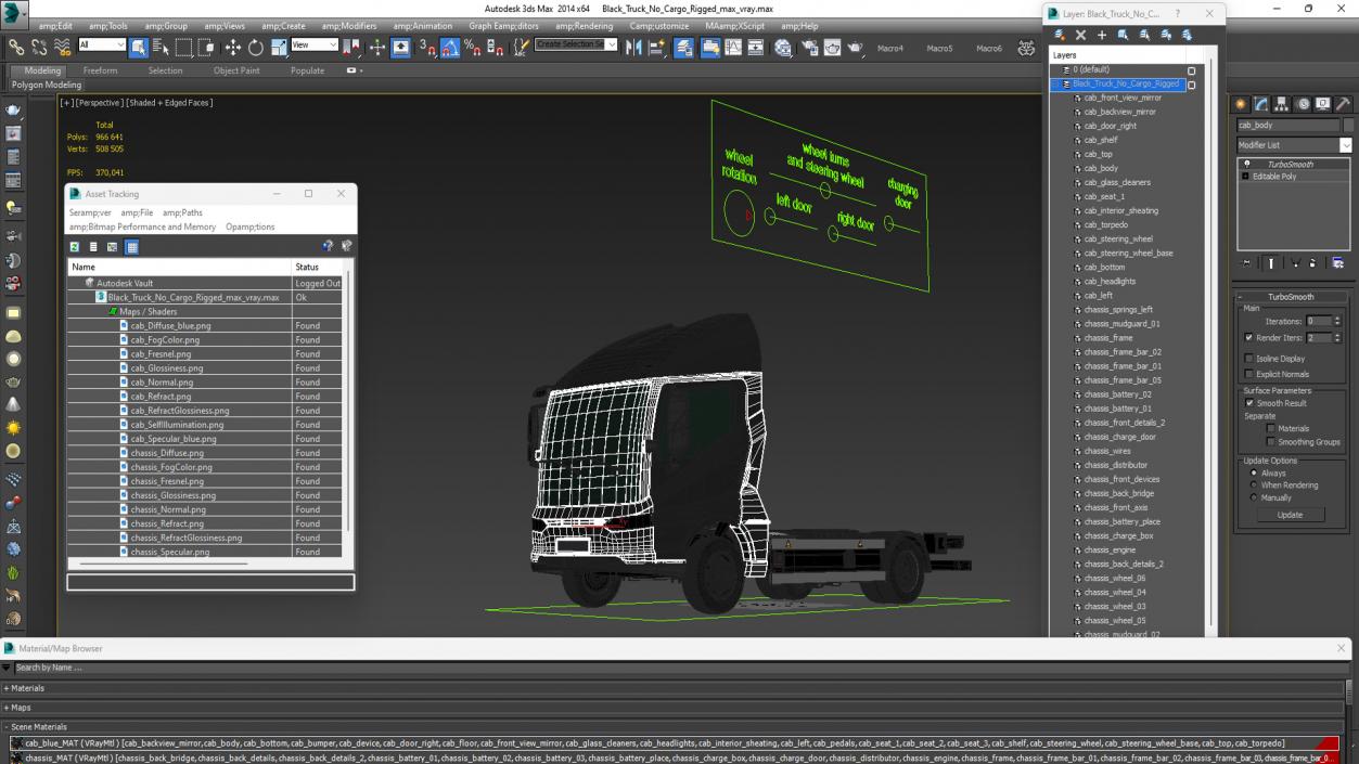 Black Truck No Cargo Rigged 2 3D model