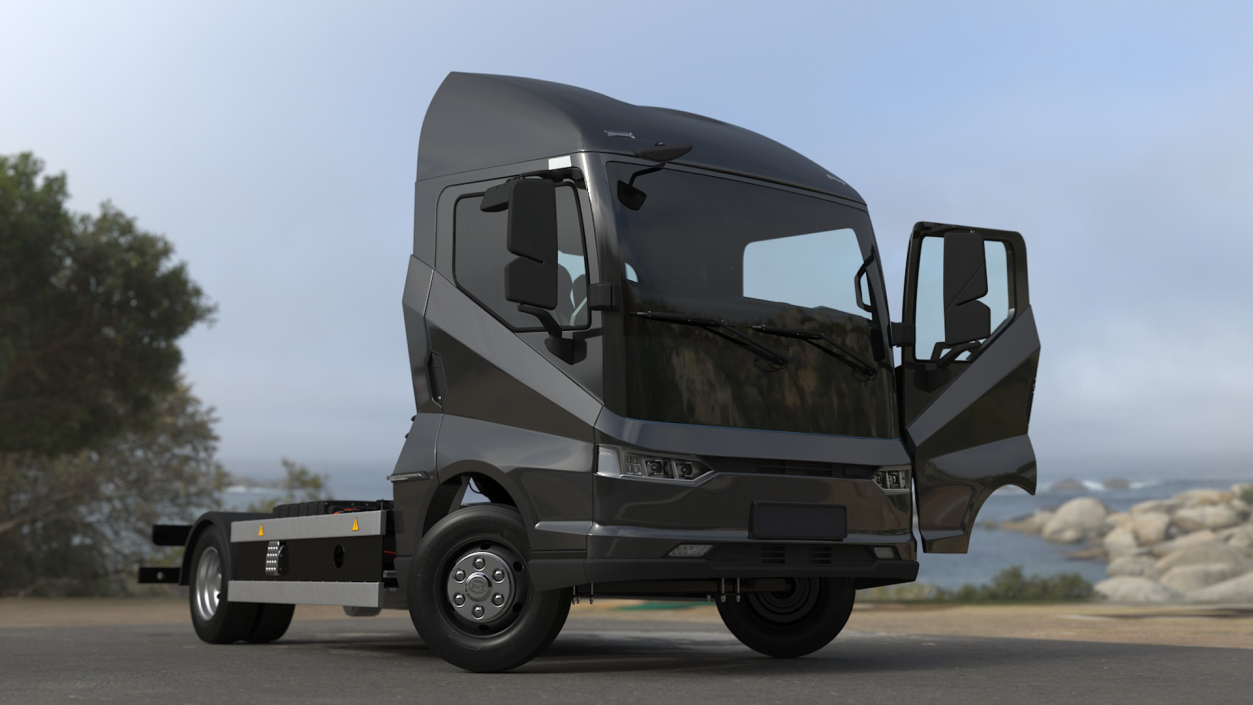 Black Truck No Cargo Rigged 2 3D model