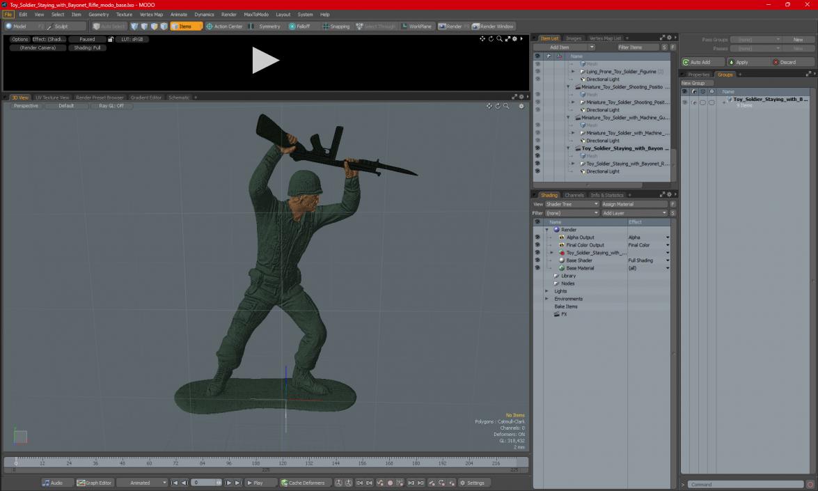 3D Toy Soldier Staying with Bayonet Rifle model