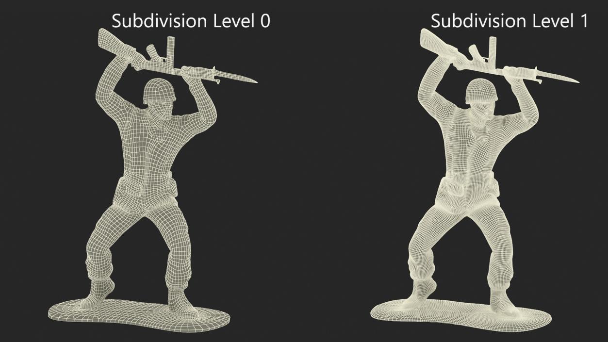 3D Toy Soldier Staying with Bayonet Rifle model