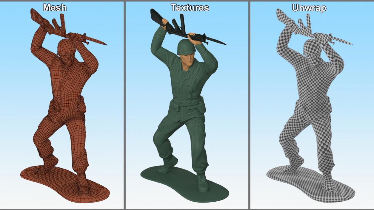 3D Toy Soldier Staying with Bayonet Rifle model