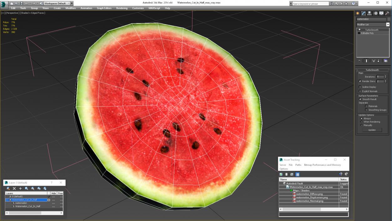 Watermelon Cut In Half 3D