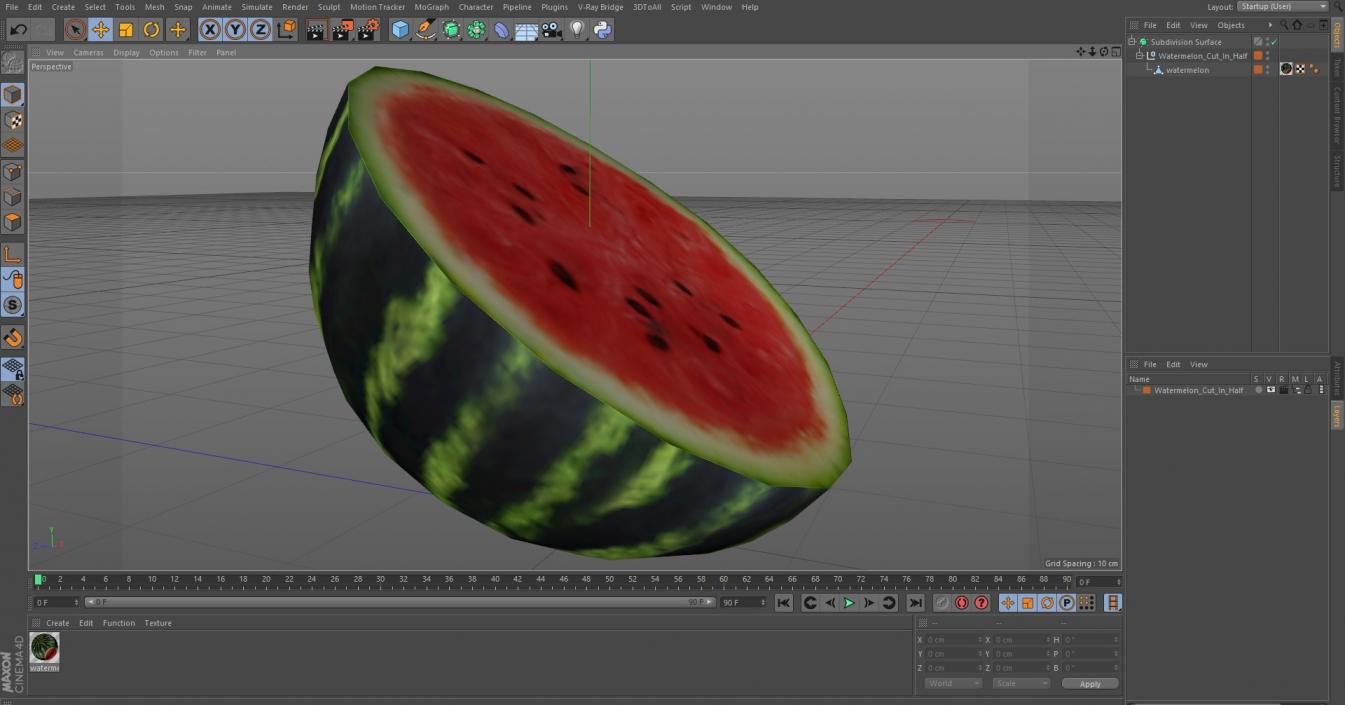 Watermelon Cut In Half 3D