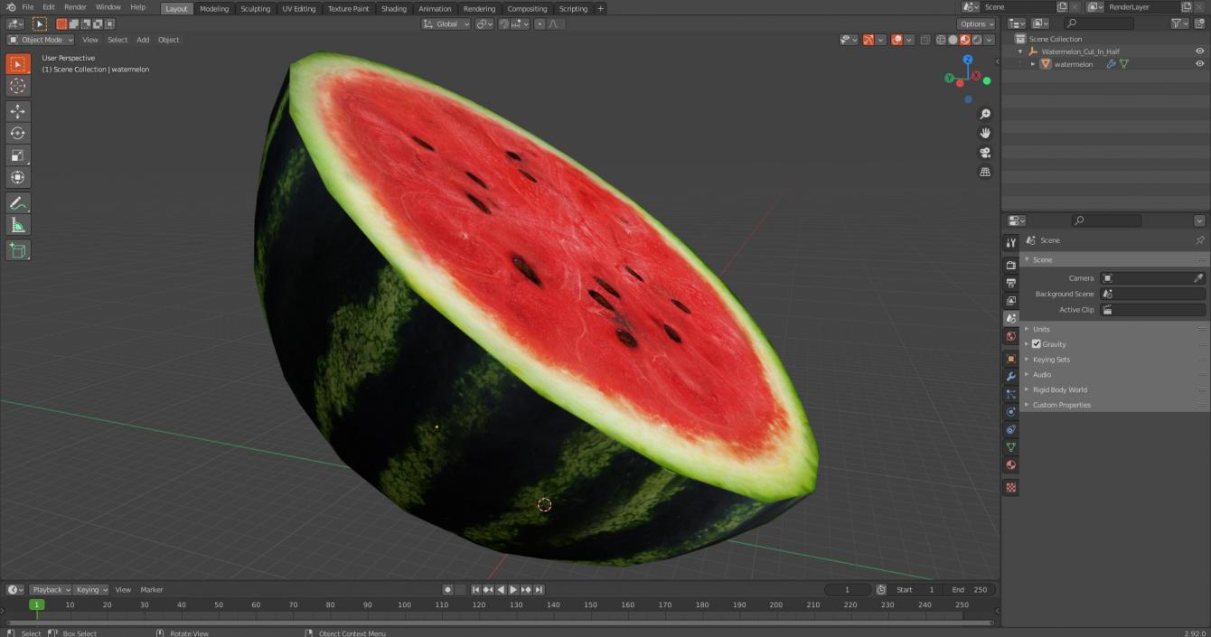 Watermelon Cut In Half 3D