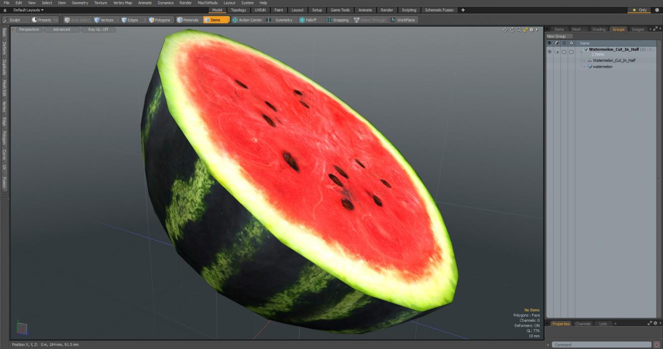 Watermelon Cut In Half 3D