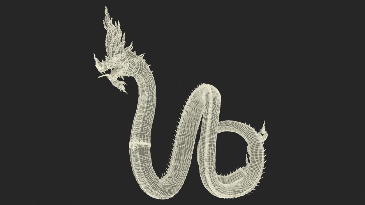 Serpent Naga Dragon White Statue 3D