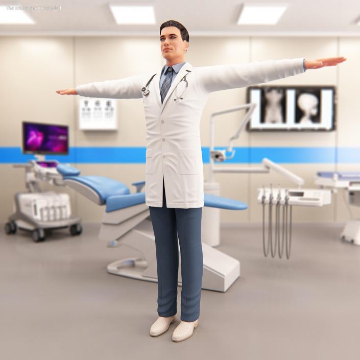 3D Male Doctor T-Pose model