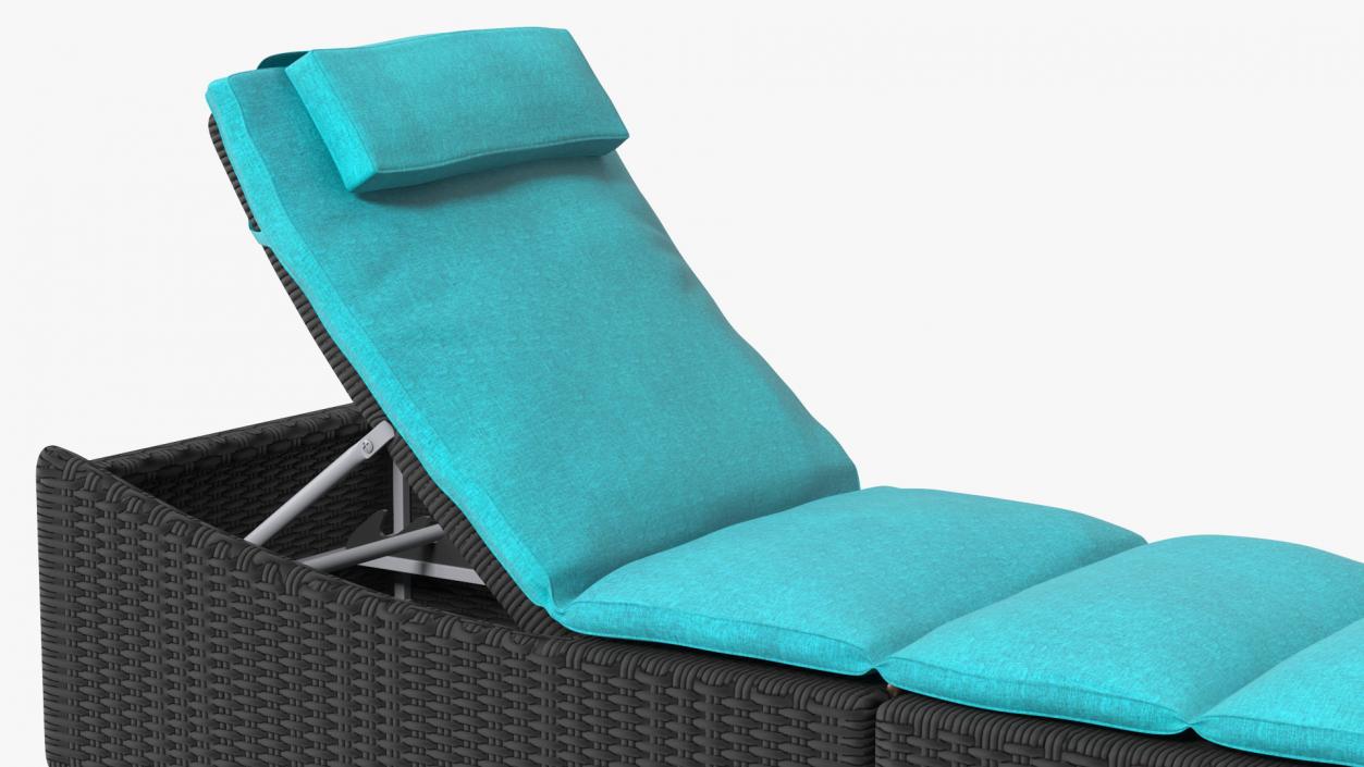 3D Folding Pool Lounge Wicker Chair Black Blue model