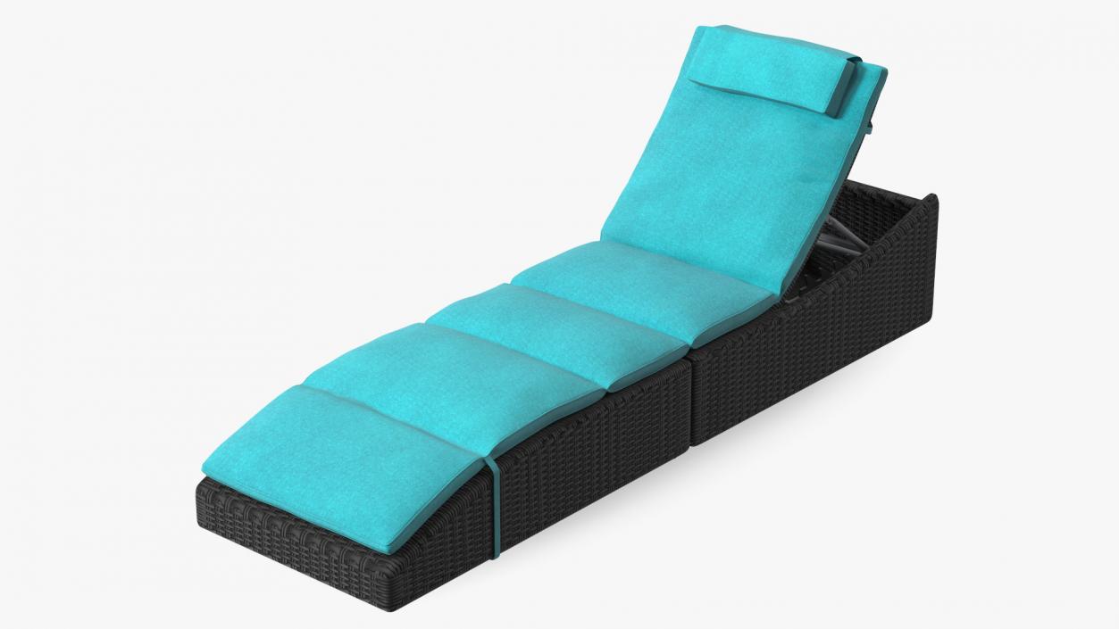 3D Folding Pool Lounge Wicker Chair Black Blue model