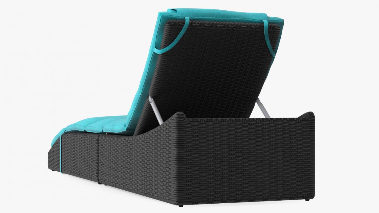 3D Folding Pool Lounge Wicker Chair Black Blue model