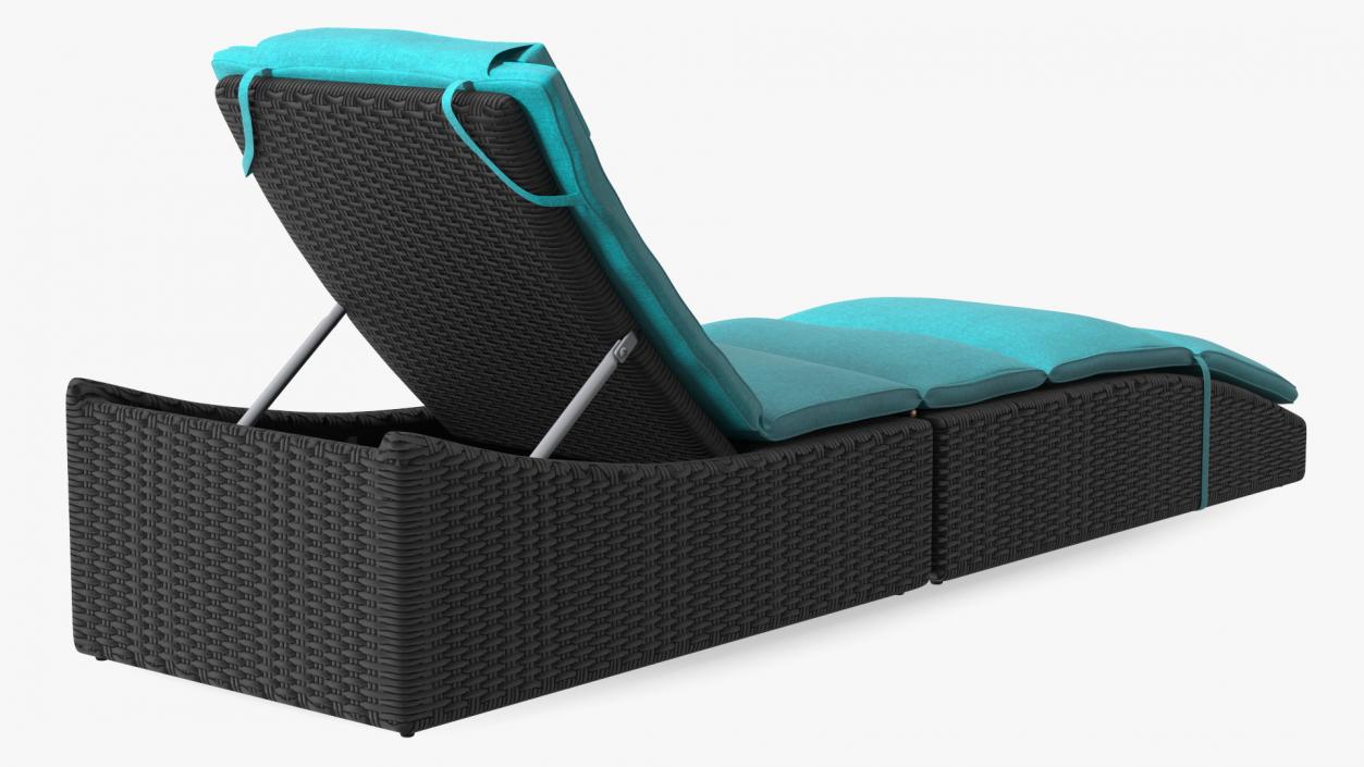 3D Folding Pool Lounge Wicker Chair Black Blue model