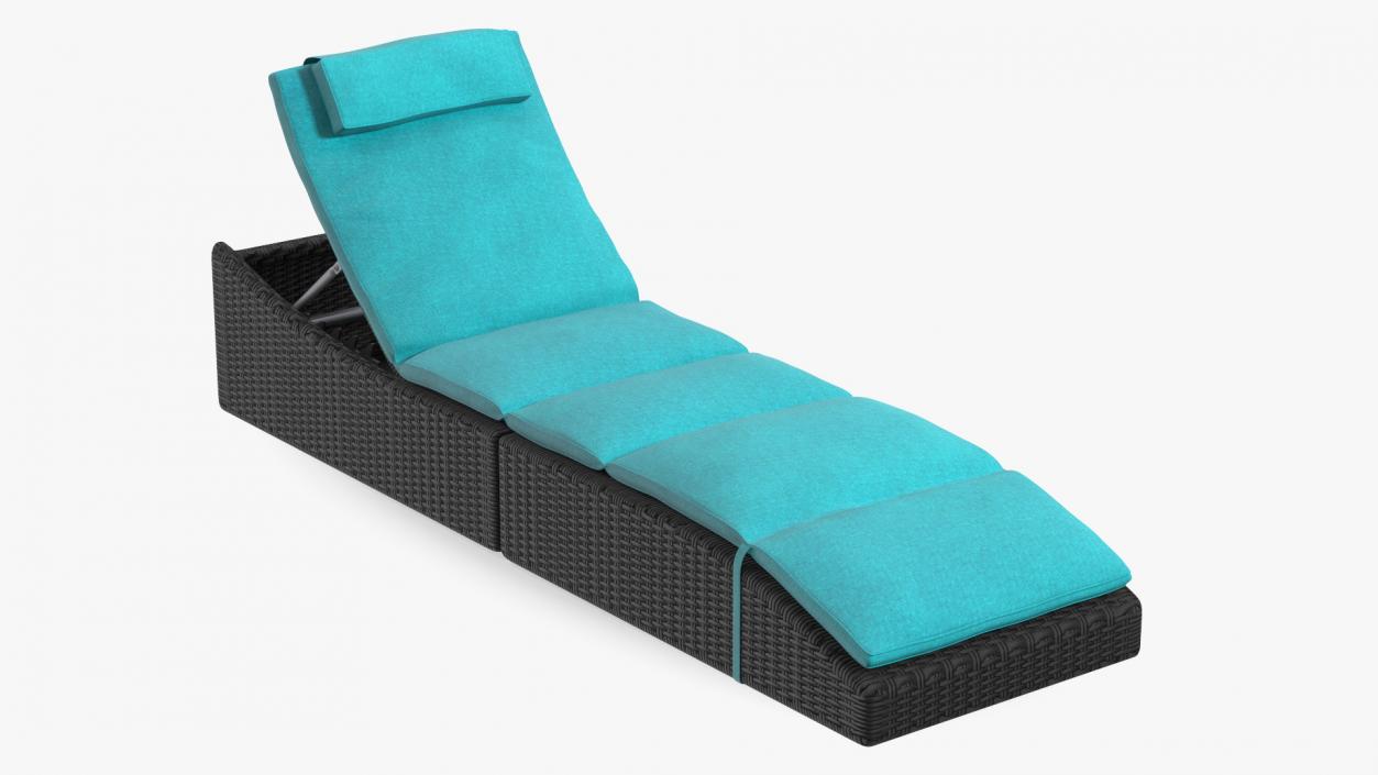 3D Folding Pool Lounge Wicker Chair Black Blue model