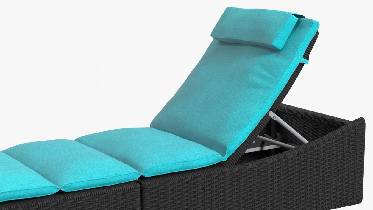 3D Folding Pool Lounge Wicker Chair Black Blue model