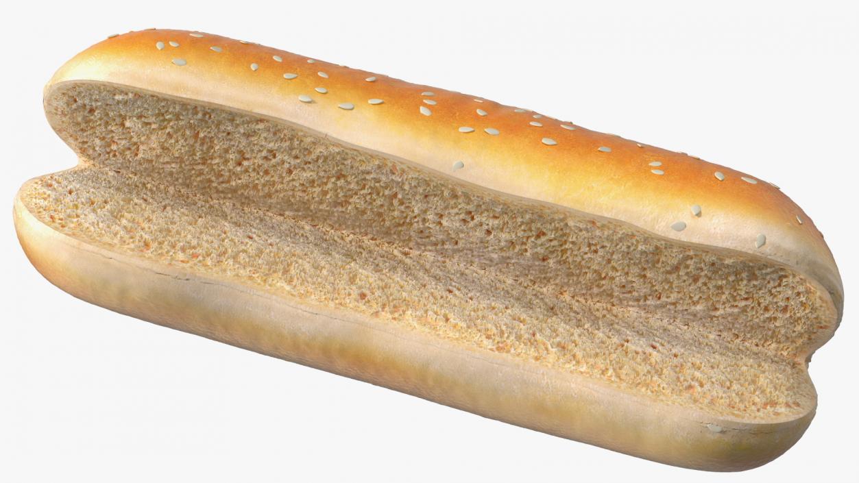 Cut Sesame Bun 3D model